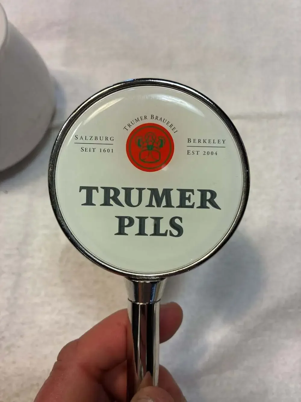 Trumer Pils Beer Tap Handle 13 Inch Chrome Round
